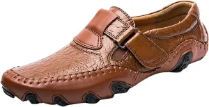 Slip on Walking Shoes for Men Comfort PU Leather Memory Foam Breathable Lightweight Fashion Sneakers Non Slip Arch Support Cushioning Athletic Running Shoes