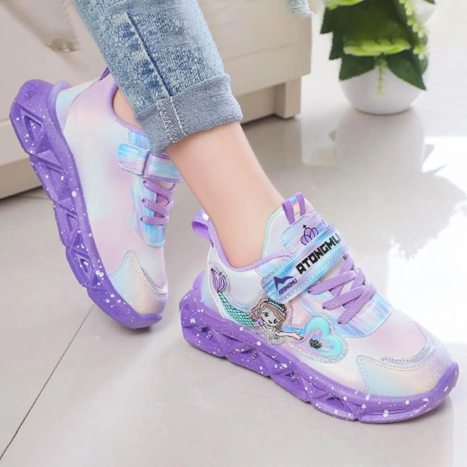 Sneakers for Girls Casual Shoes LED Light Up Sneakers Princess Shoes Baby Toddler Athletic Jogging Shoes