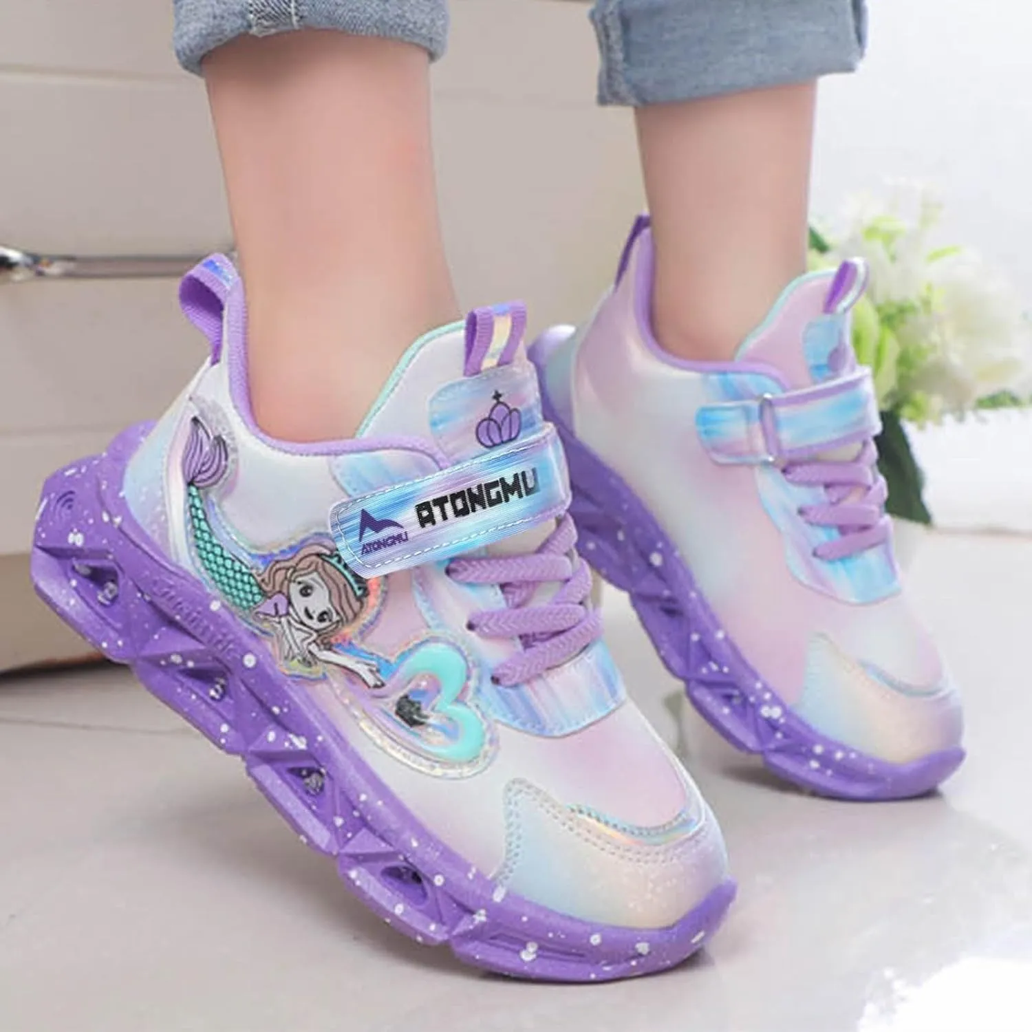 Sneakers for Girls Casual Shoes LED Light Up Sneakers Princess Shoes Baby Toddler Athletic Jogging Shoes
