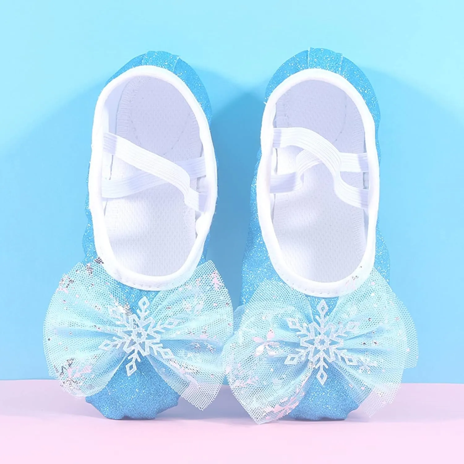 Sneakers with Bow and Glitter for Girls Childrens Light Cozy Soft Sole Shoes Dance Ballet Performance Indoor Yoga Shoes