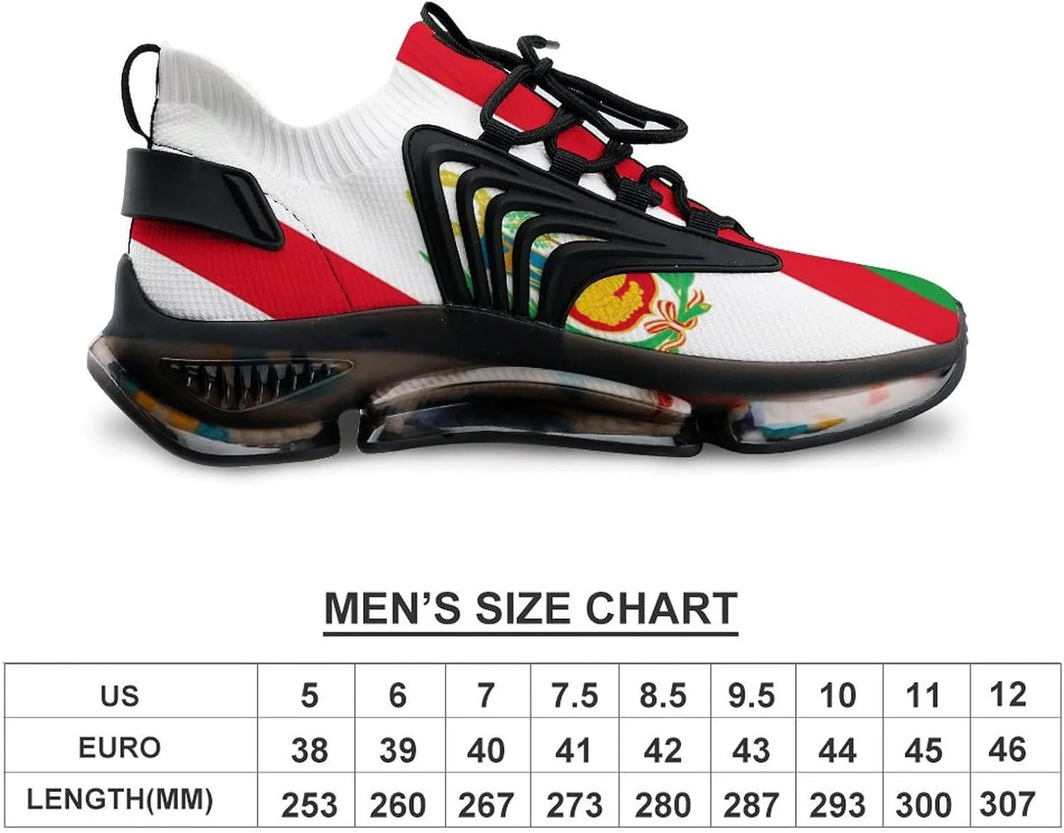 Spain Flag Peru State Flag Men's Running Shoes Lightweight Walking Shoe Breathable Sneaker