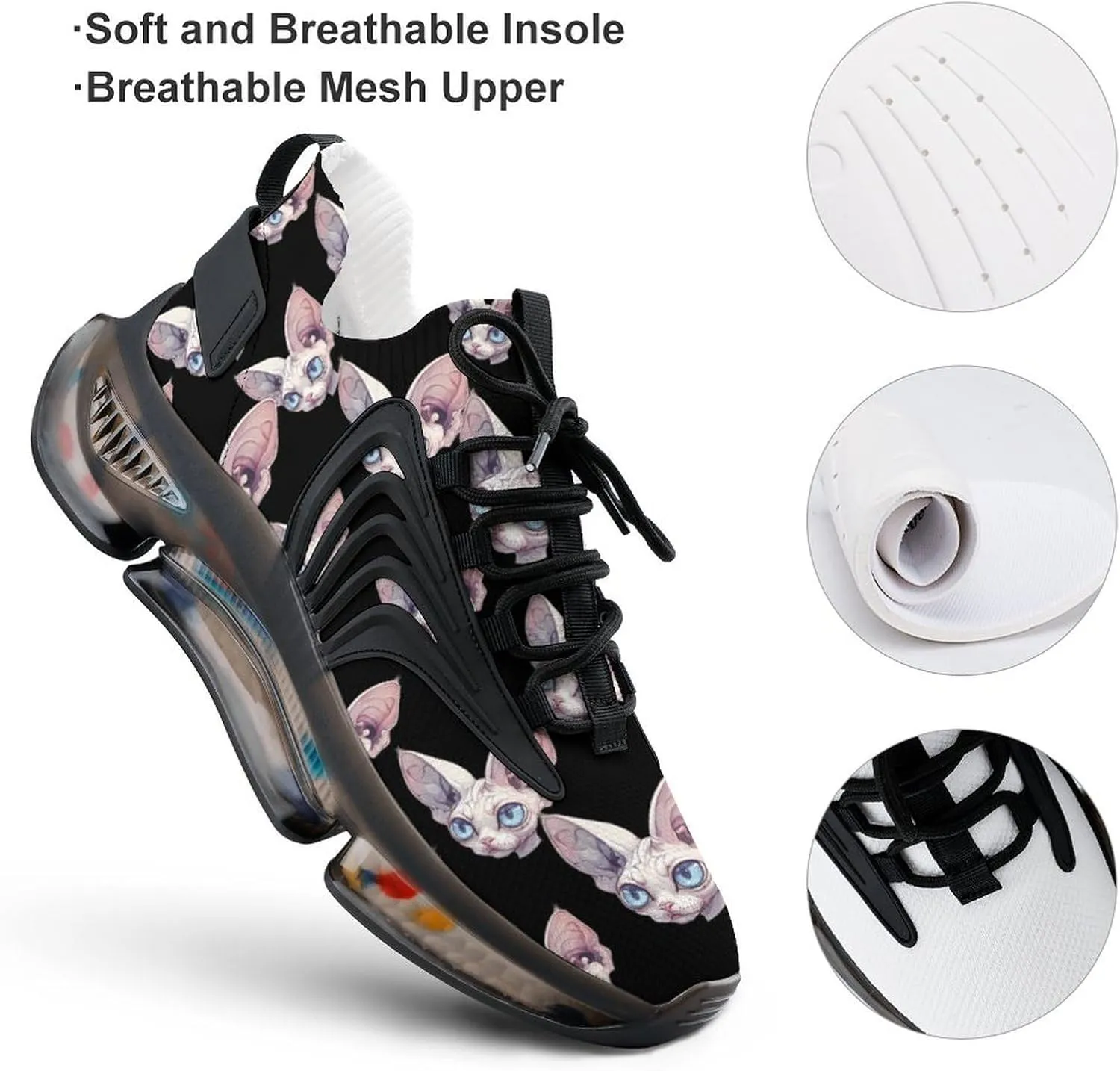 Sphynx Cat Head Men's Running Shoes Lightweight Walking Shoe Breathable Sneaker