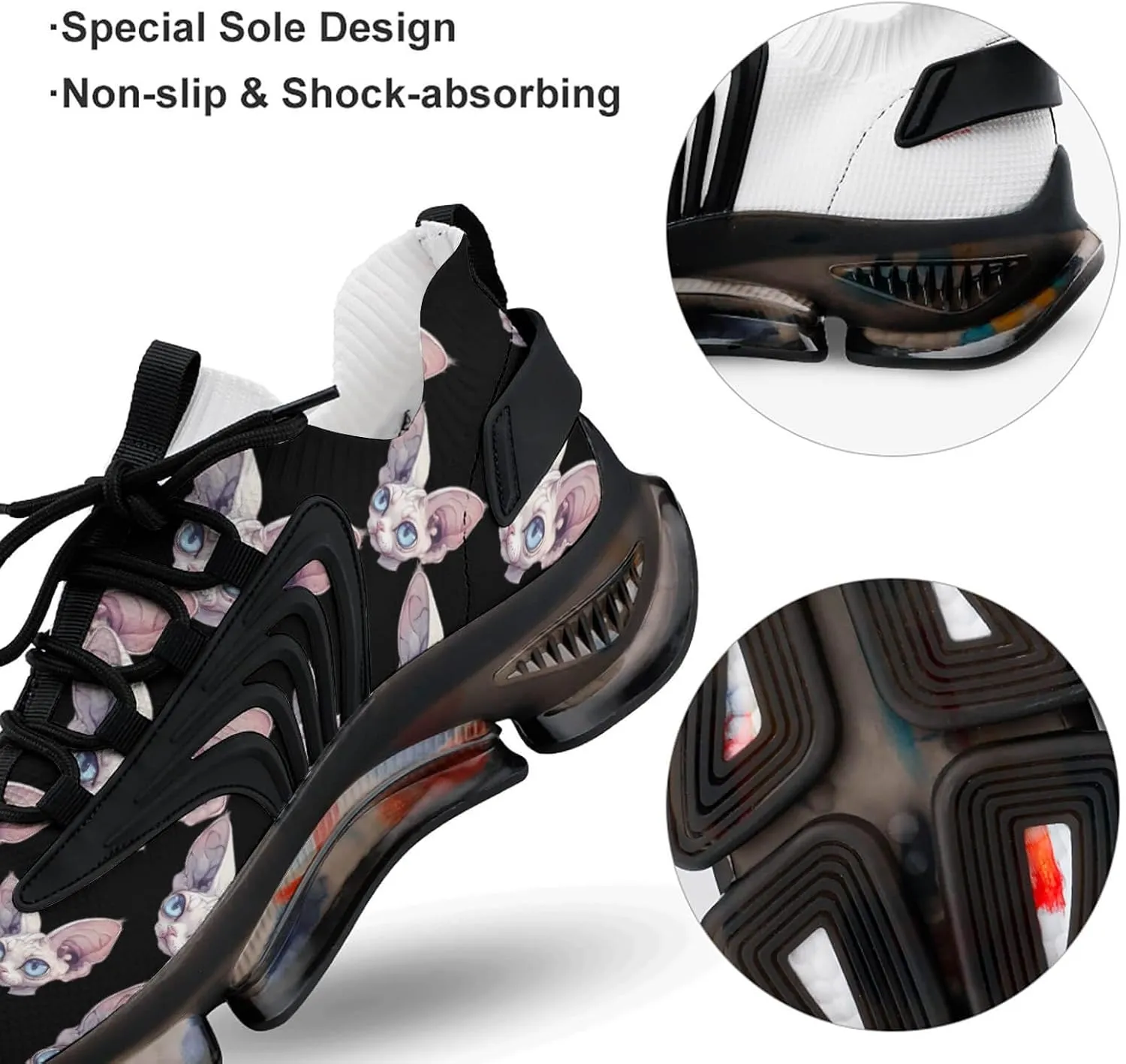 Sphynx Cat Head Men's Running Shoes Lightweight Walking Shoe Breathable Sneaker