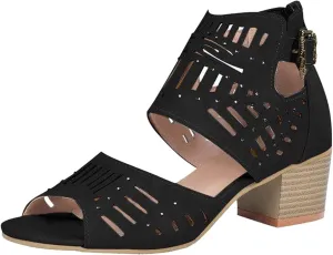 Square Toe Strappy Heeled Sandals Open Toe Ankle Strap High Heels for Women Wedding Party Shoes
