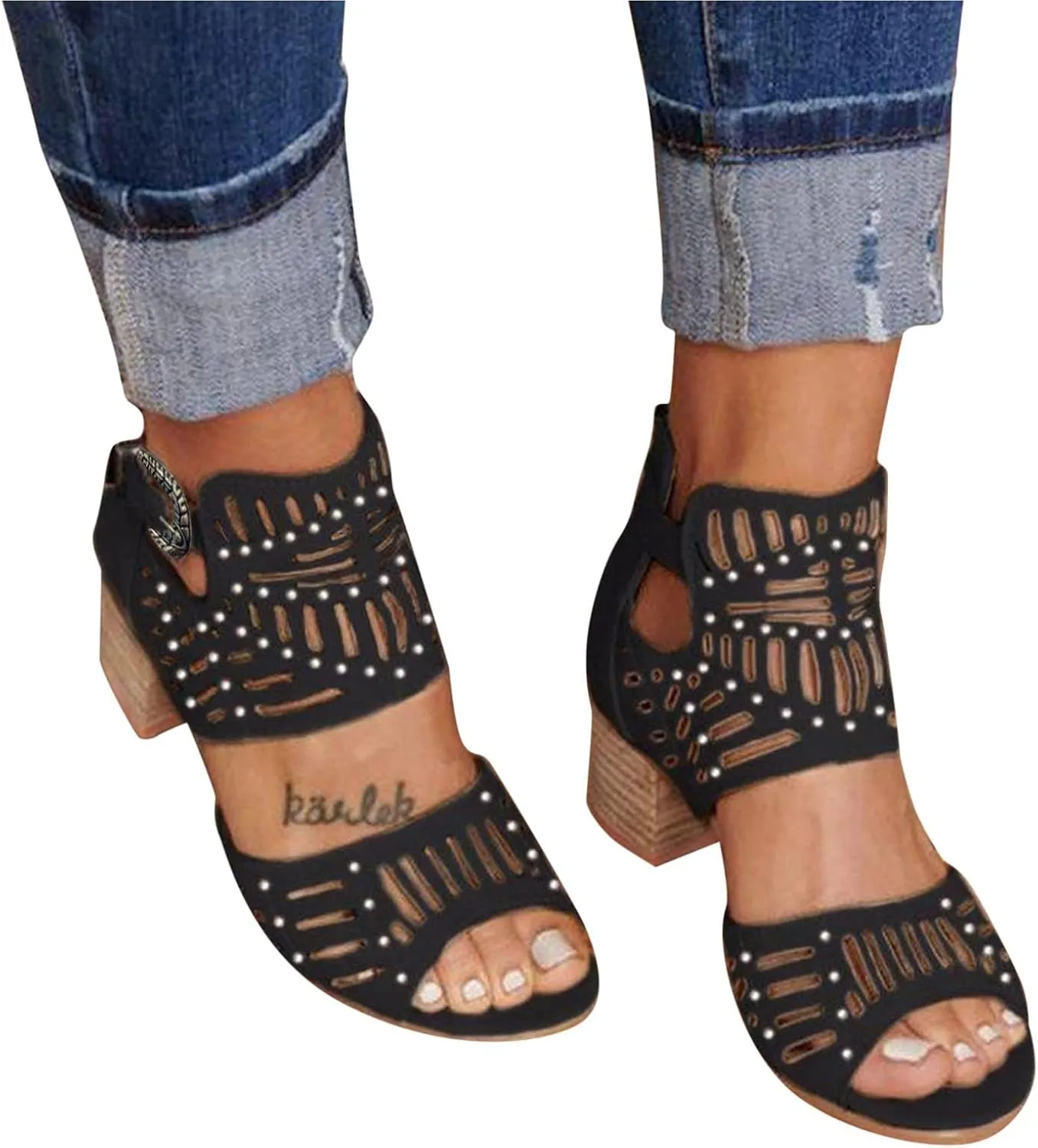 Square Toe Strappy Heeled Sandals Open Toe Ankle Strap High Heels for Women Wedding Party Shoes