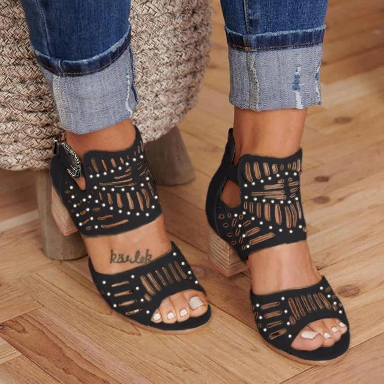Square Toe Strappy Heeled Sandals Open Toe Ankle Strap High Heels for Women Wedding Party Shoes