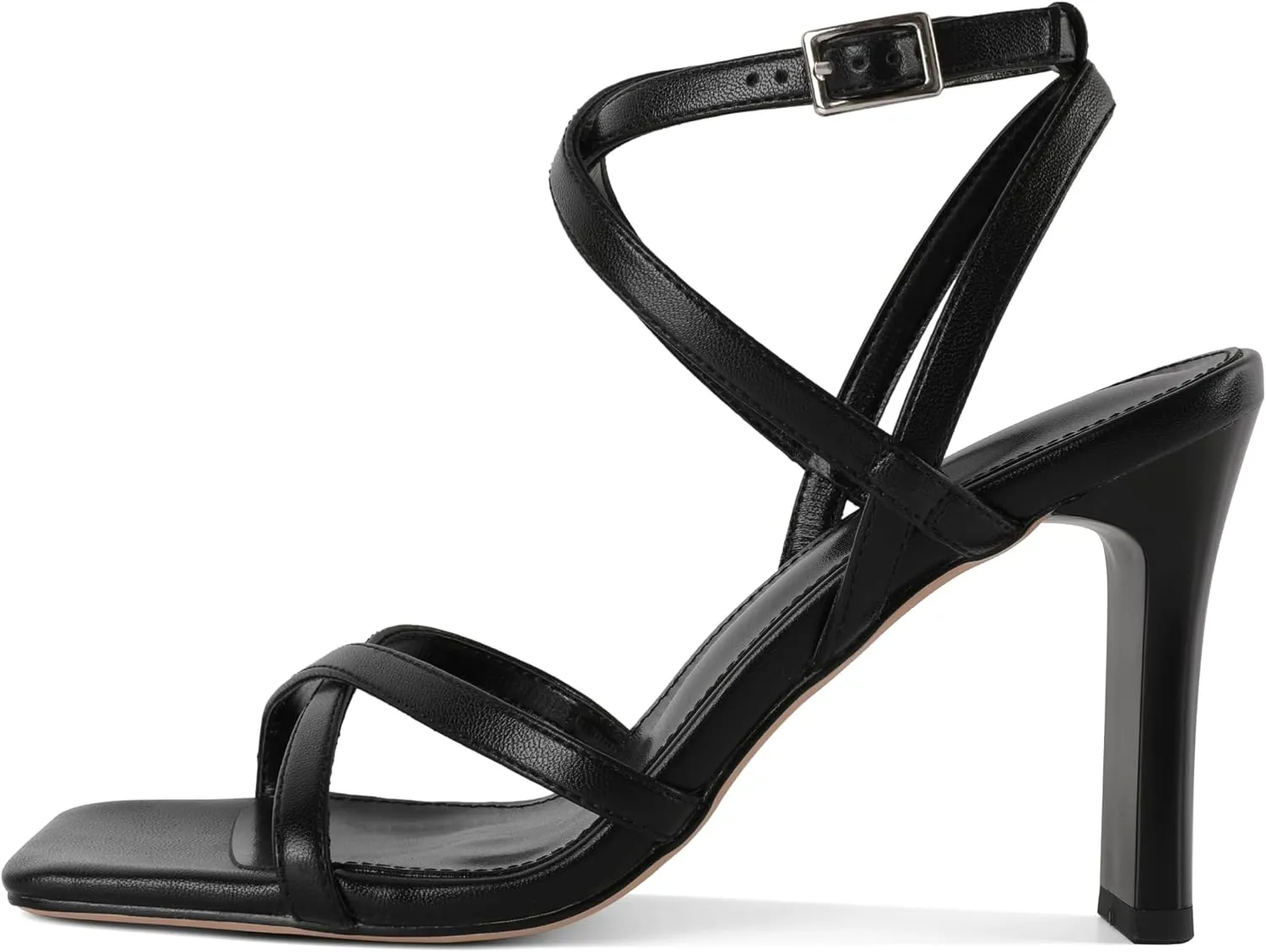 Strappy Heels for Women Square Open Toe Chunky High Heels Ankle Strap Sandals 3.5 Inch Comfort Dress Party Wedding Shoes