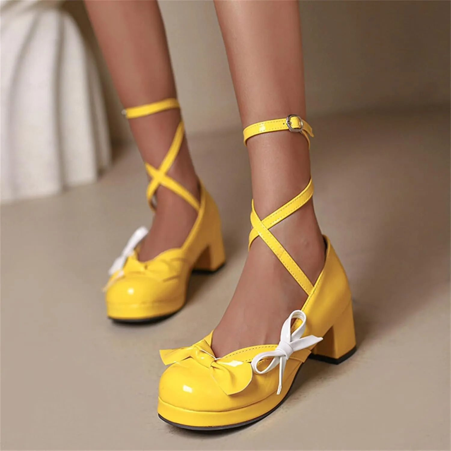Strappy Heels for Women Women's Lace Up Heeled Sandals White Lace Heels Women's Open Toe Ankle Strap Chunky Heels