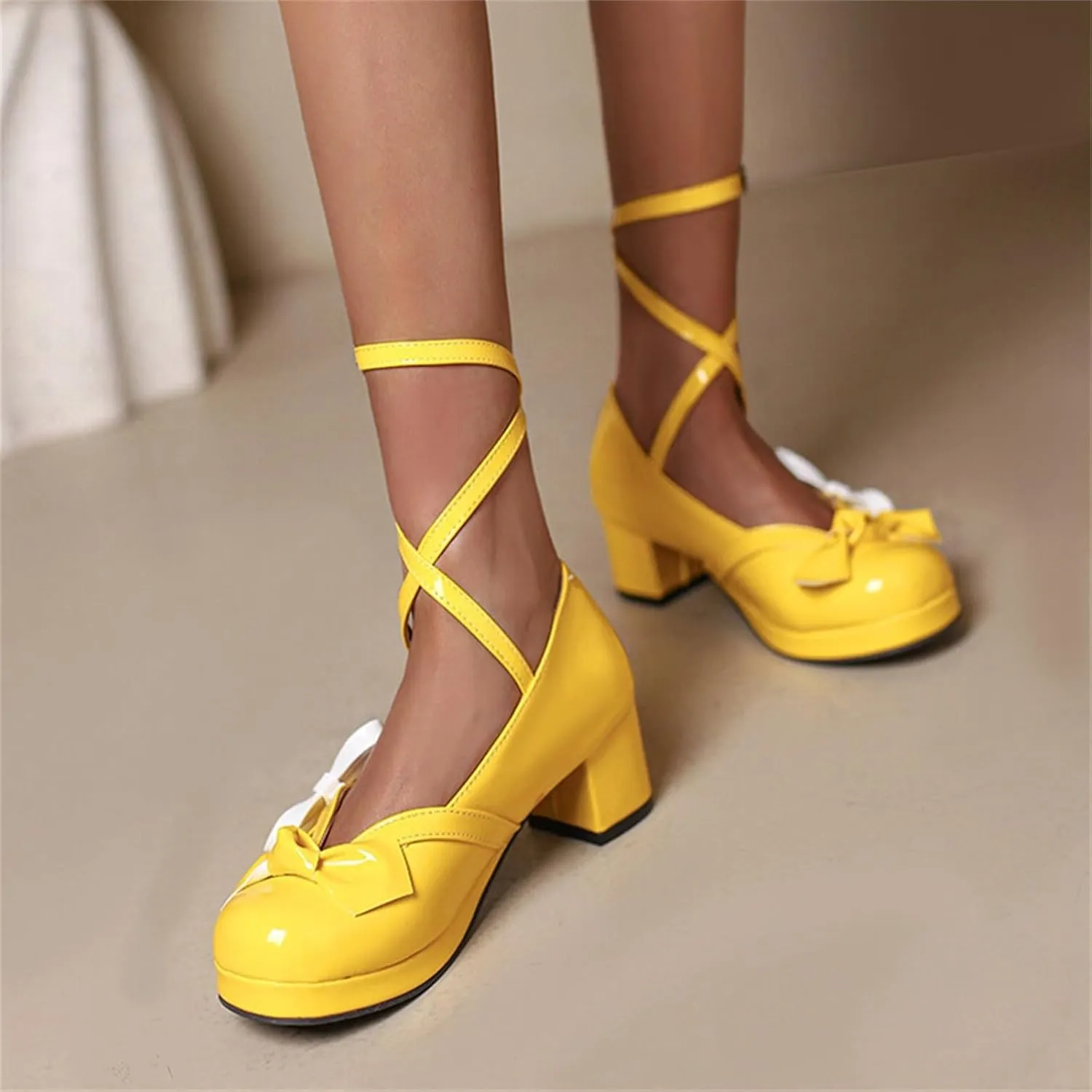 Strappy Heels for Women Women's Lace Up Heeled Sandals White Lace Heels Women's Open Toe Ankle Strap Chunky Heels