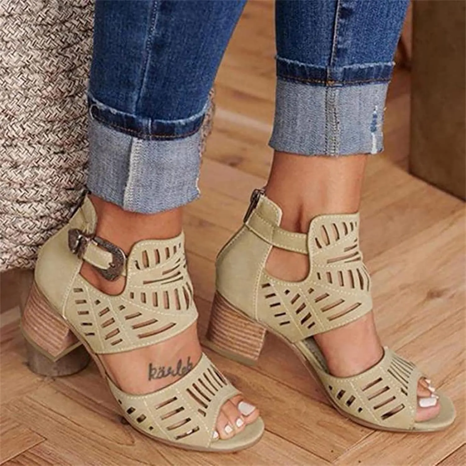 Strappy Sandals For Women,Chunky Block High Heels for Women,Open Toe Shoes Heels for Women Dressy Ankle Strap Sandals
