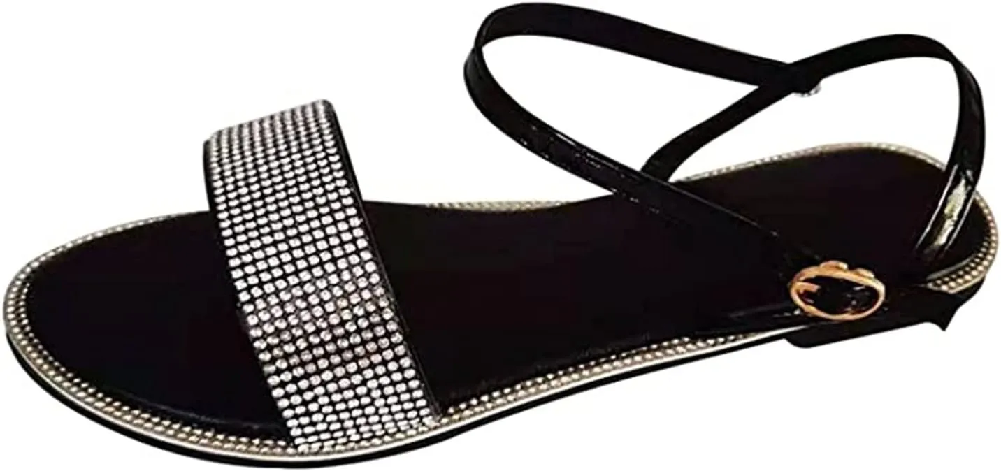 Summer Sandals For Women,Women Strappy Flat Sadals Flat Dressy Flip-Flops Clip Toe T-Strap Gladiator Thong Beach Sandals