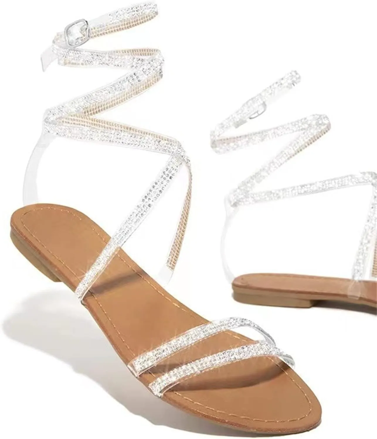 Summer Sandals For Women,Womens Dressy Strappy Flat Sandals Flip Flops Clip Toe T-Strap Gladiator Sandal Shoes for Beach