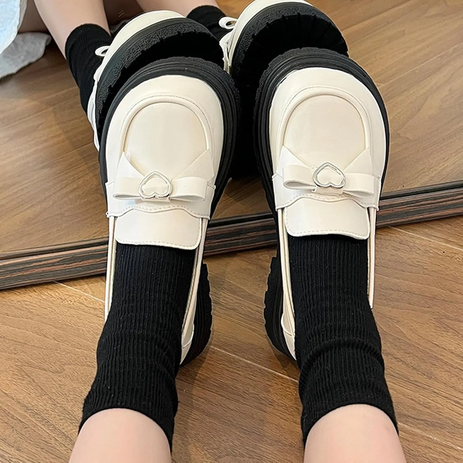 Sweet Lolita Cosplay Flat Mary Jane Shoes Cute Goth Chunky Platform Dress Pumps Shoes PU Leather Oxfords for Women