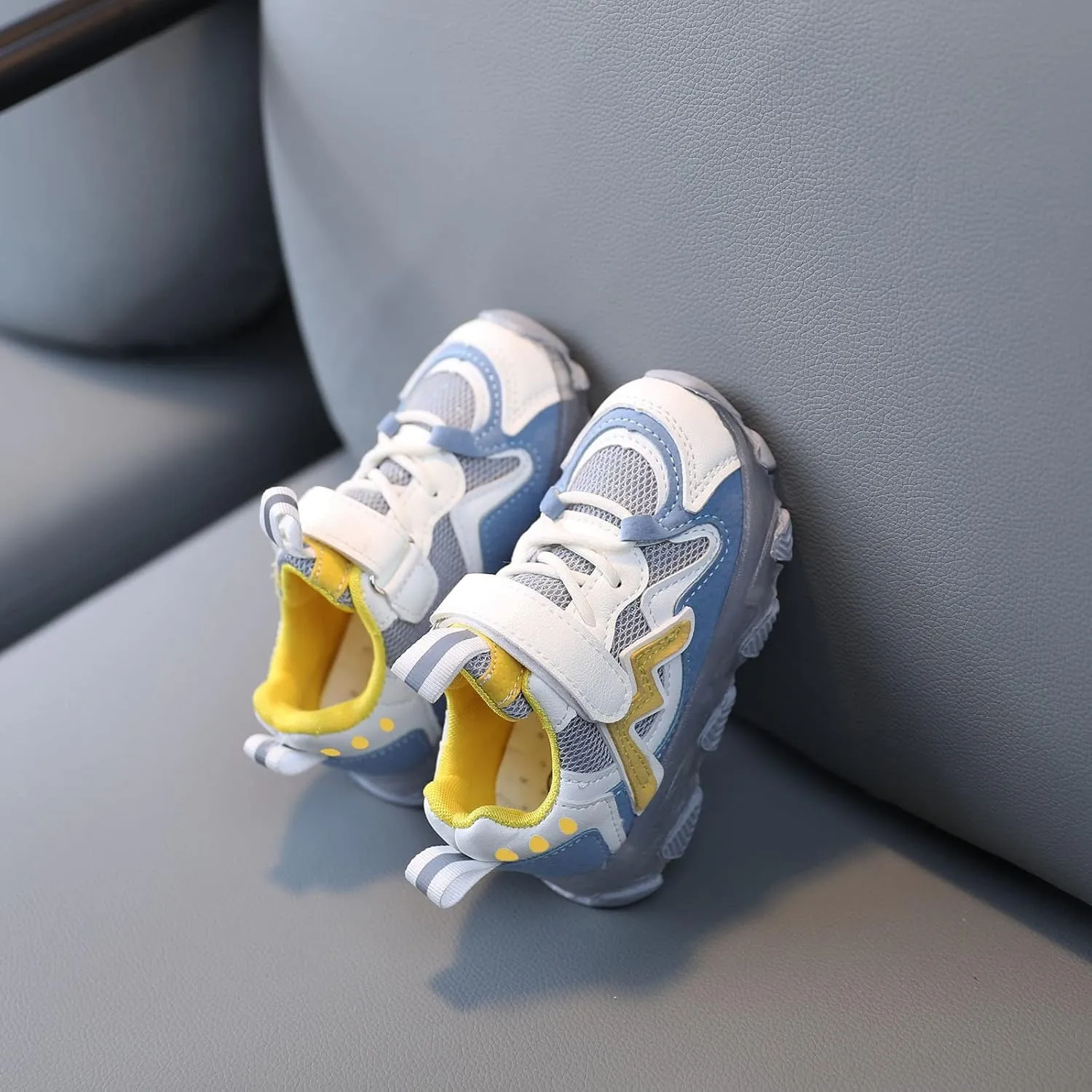 Toddler Boys Girls Light Up Hook Loop Sneaker Baby Mesh Breathable Soft Soled Non Slip Shoes Fashion Casual Shoes