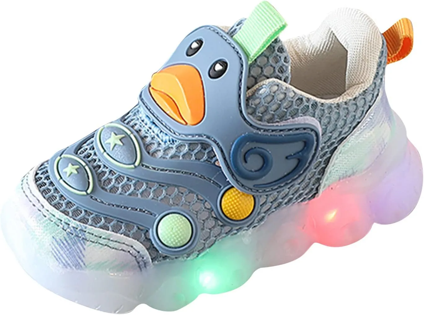 Toddler Boys Girls Light Up Shoes, Cute Duck Lightweight Mesh Breathable Anti-Slip, Led Flashing Sport Sneakers