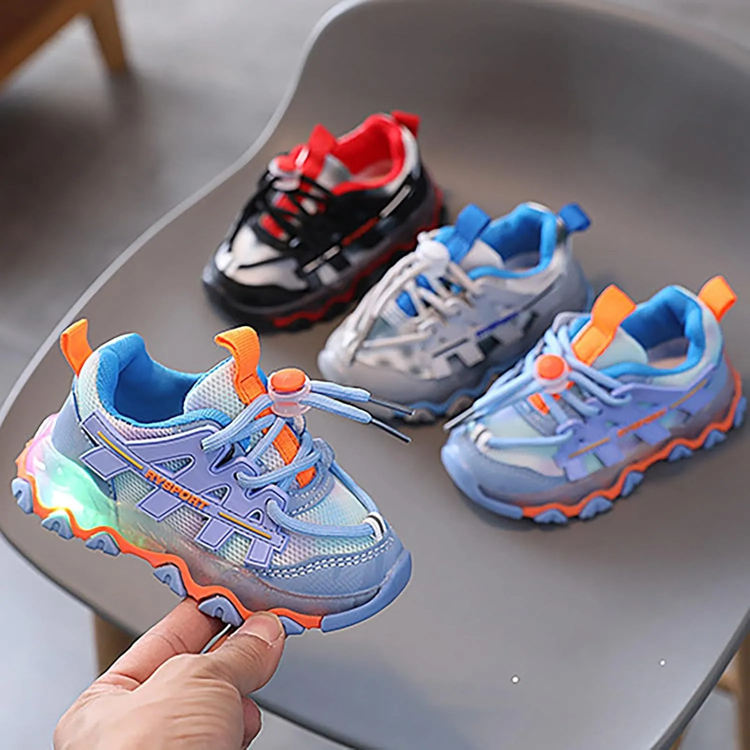 Toddler Boys Girls Light Up Shoes Flashing Lightweight Mesh Breathable Adorable Casual Toddler Athletic Sneakers