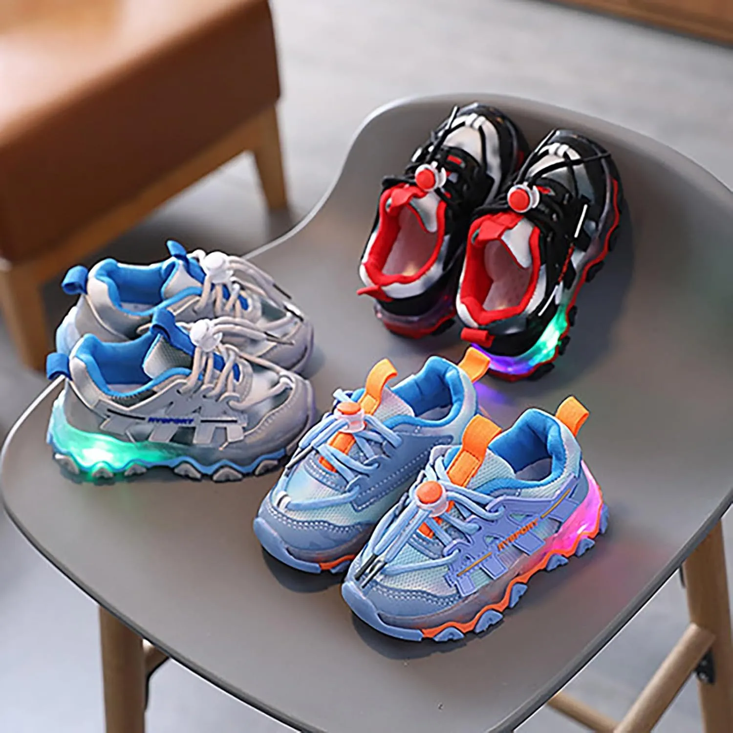 Toddler Boys Girls Light Up Shoes Flashing Lightweight Mesh Breathable Adorable Tennis Shoes Luminous Trainer