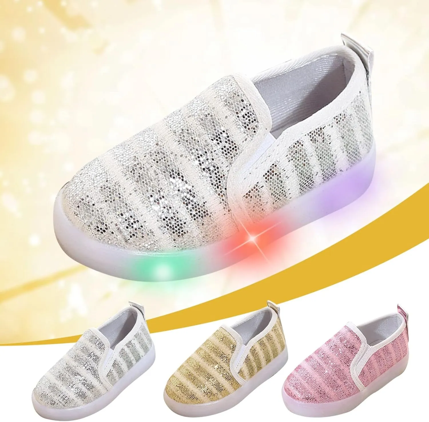 Toddler Boys Girls Sequin Canvas Loafers Shoes Low Top Casual Lazy Slip On Lightweight Athletic Walking Shoes