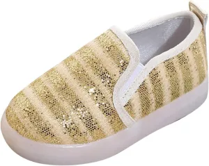 Toddler Boys Girls Sequin Canvas Loafers Shoes Low Top Casual Lazy Slip On Lightweight Athletic Walking Shoes