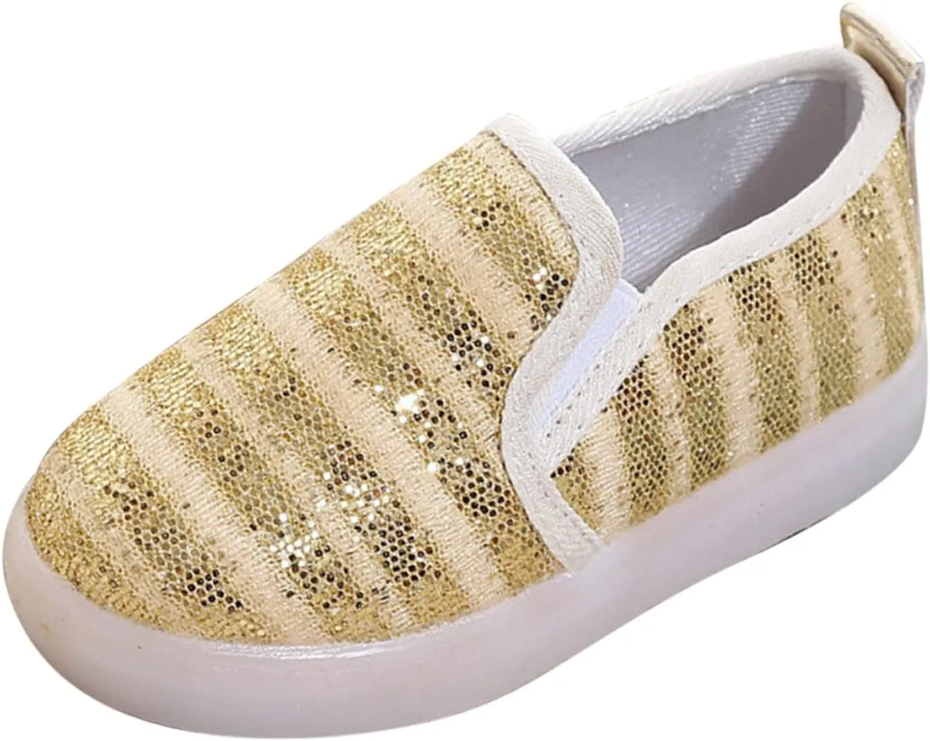 Toddler Boys Girls Sequin Canvas Loafers Shoes Low Top Casual Lazy Slip On Lightweight Athletic Walking Shoes