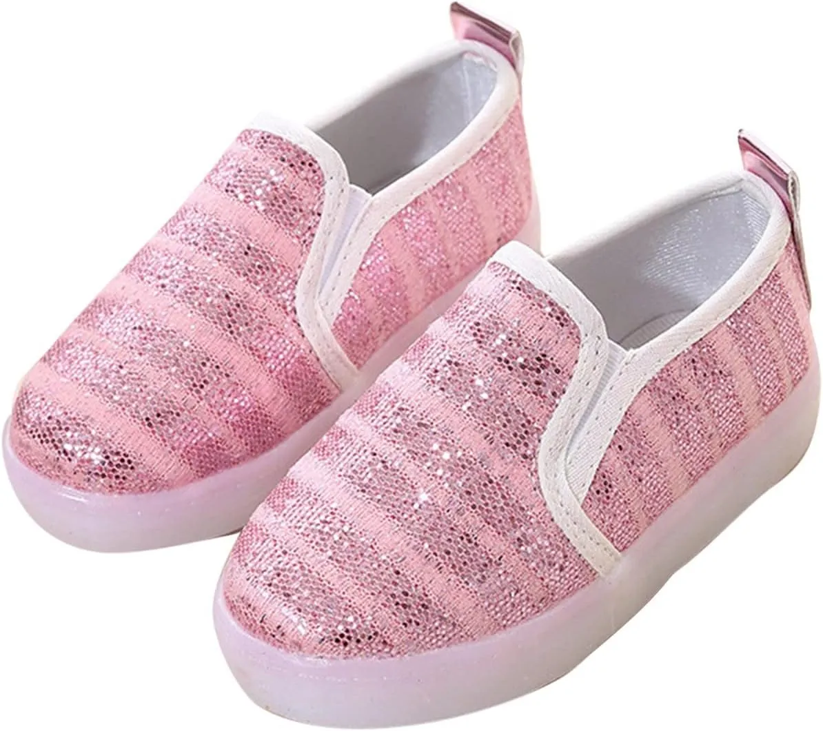 Toddler Boys Girls Sequin Canvas Loafers Shoes Low Top Casual Lazy Slip On Lightweight Athletic Walking Shoes