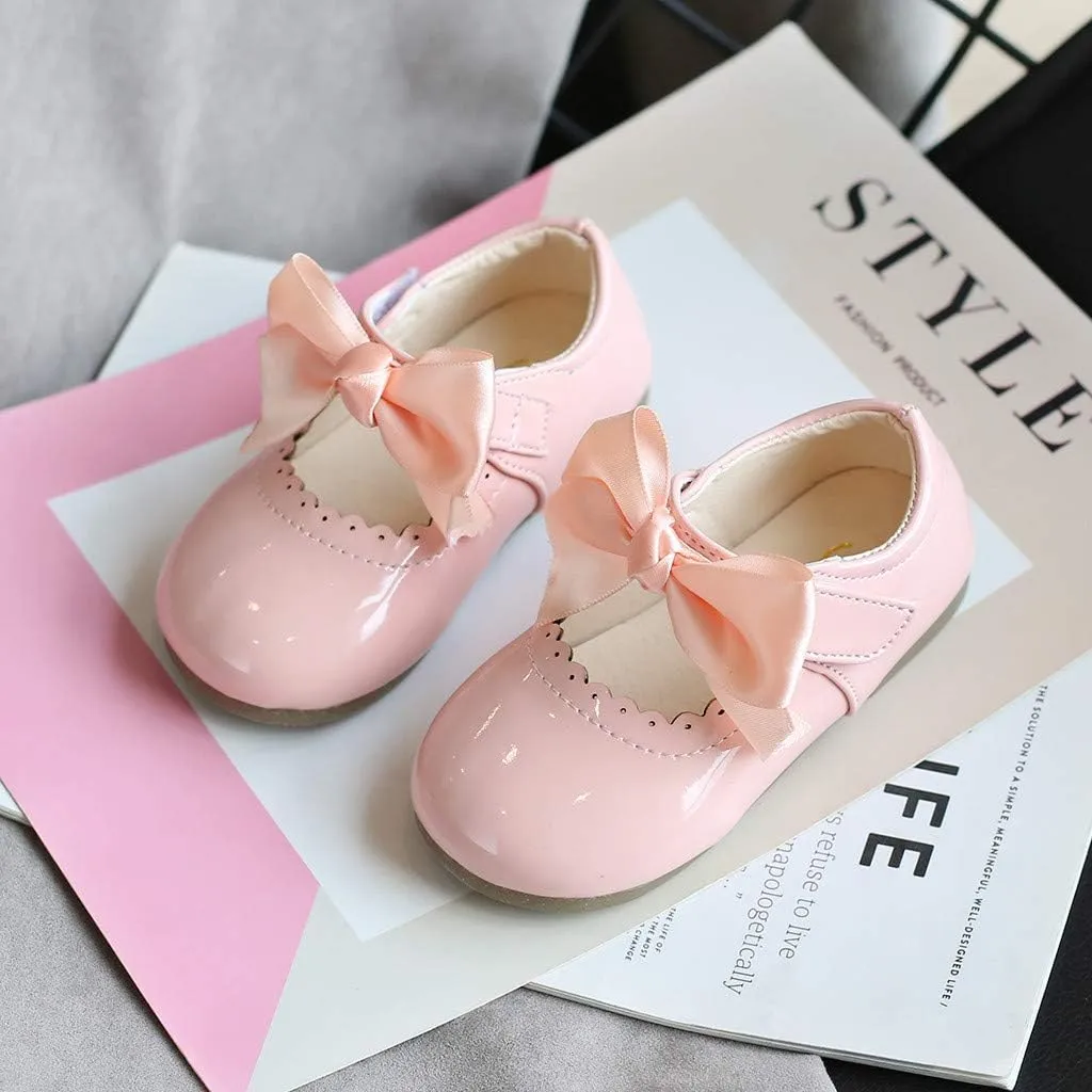 Toddler Dress Shoes,Infant Kids Baby Girls Butterfly Knot Princess Leather Shoes Sandals 0-7 Years