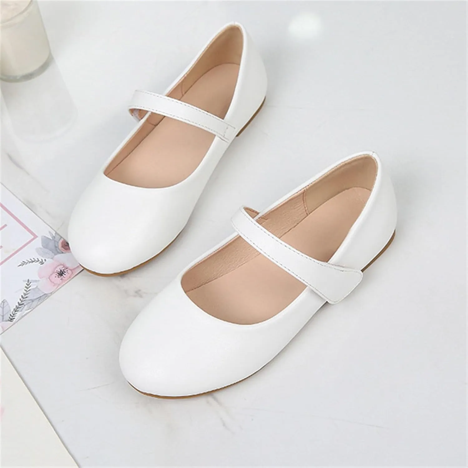 Toddler Girls Mary Jane Ballerina Flat Dress Shoes, Kids Princess Easy Buckle School niform Church Formal Shoes