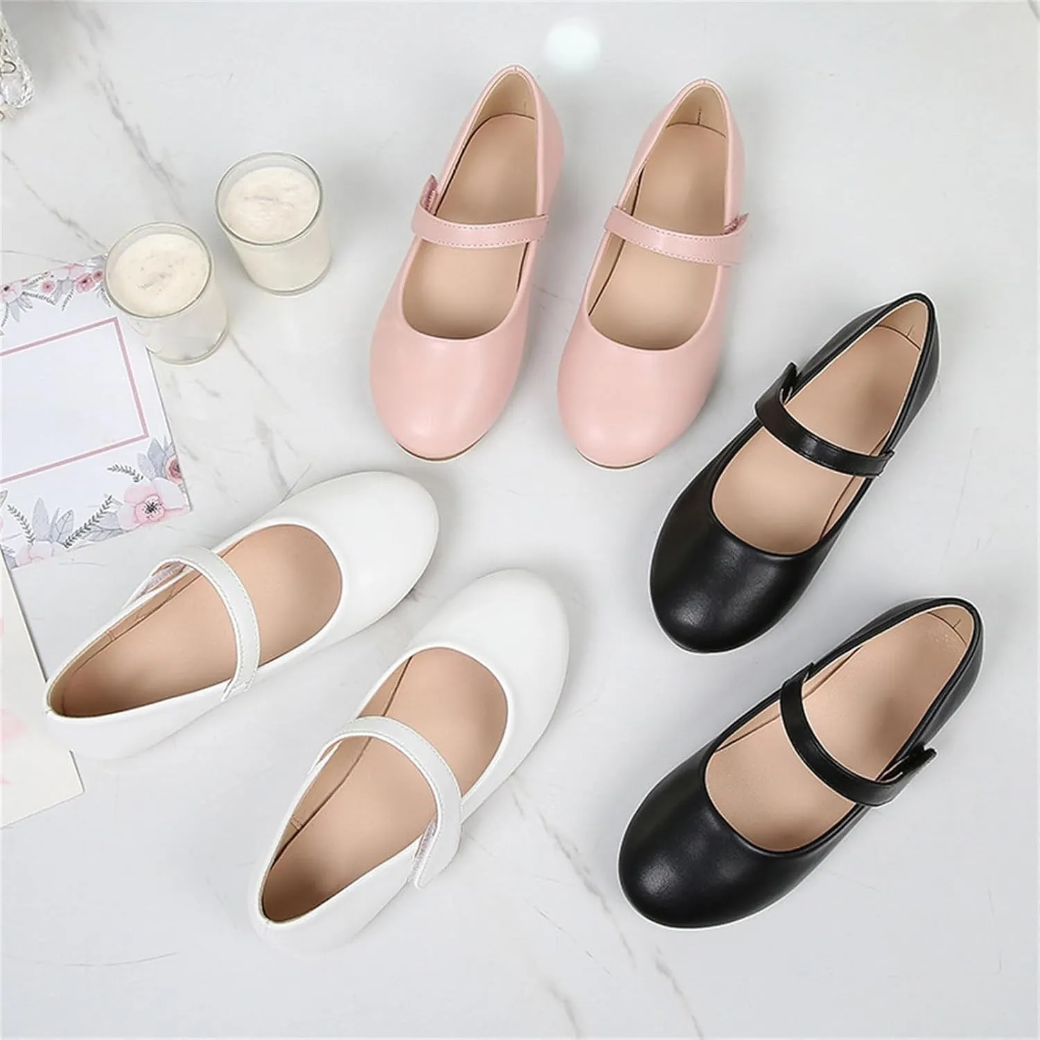 Toddler Girls Mary Jane Ballerina Flat Dress Shoes, Kids Princess Easy Buckle School niform Church Formal Shoes
