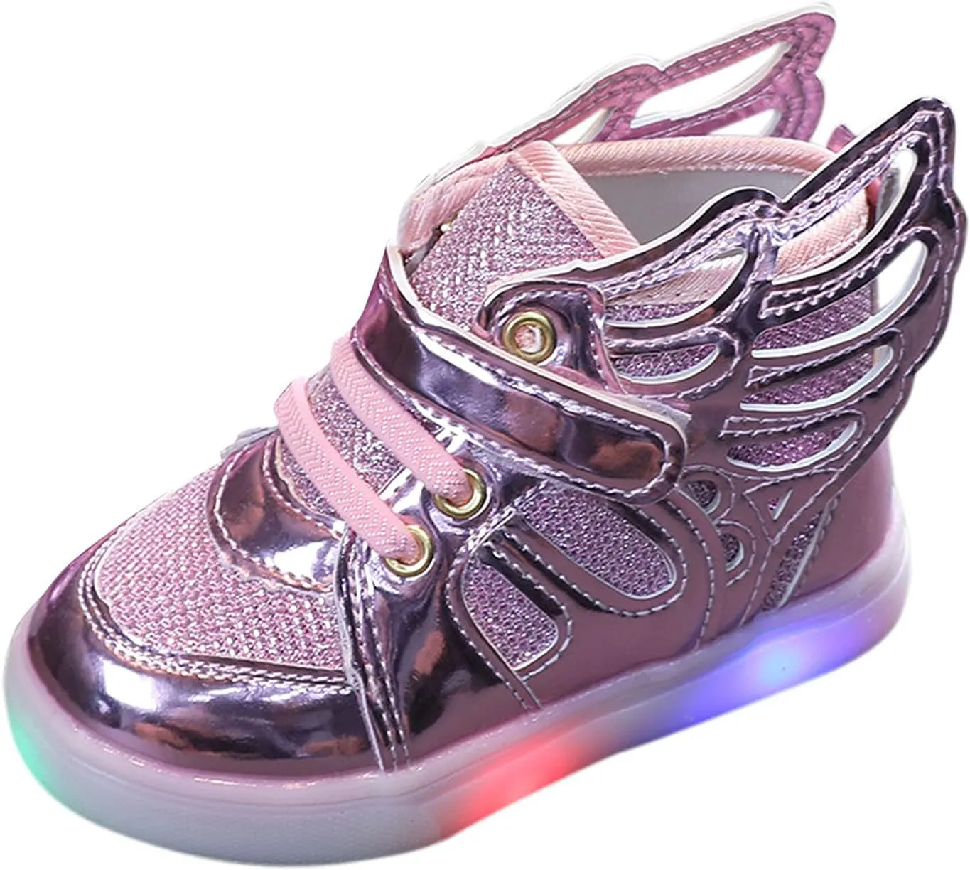 Toddler Glitter Light Up Sneaker Baby Boys Girls Open Toe Soft Sole Non Slip Led Sport Shoes Lightweight Cozy Shoes