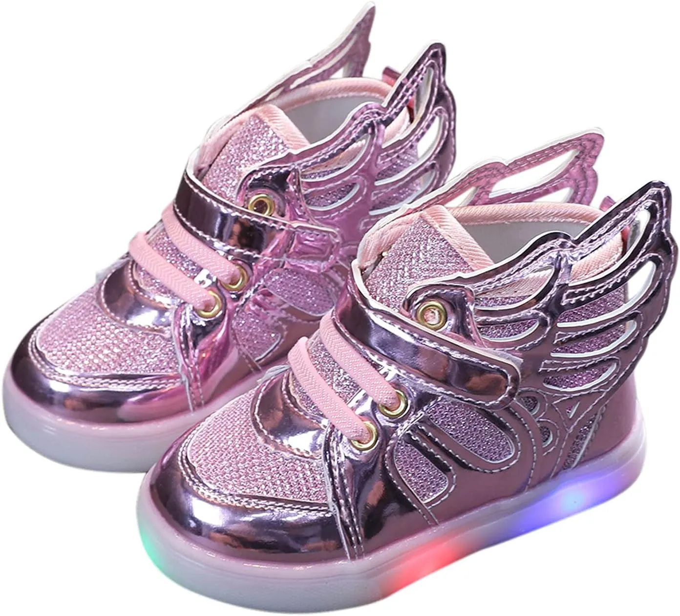 Toddler Glitter Light Up Sneaker Baby Boys Girls Open Toe Soft Sole Non Slip Led Sport Shoes Lightweight Cozy Shoes