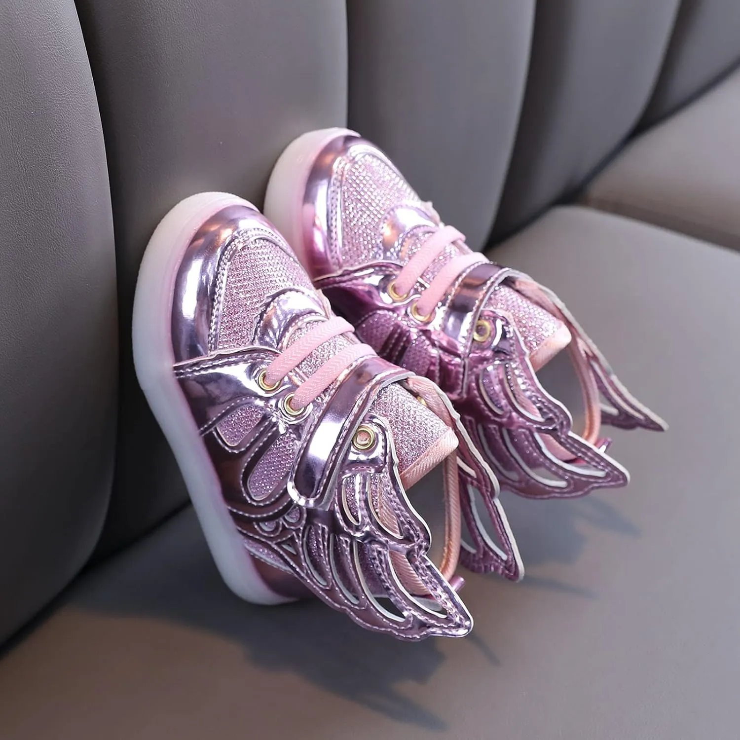 Toddler Glitter Light Up Sneaker Baby Boys Girls Open Toe Soft Sole Non Slip Led Sport Shoes Lightweight Cozy Shoes