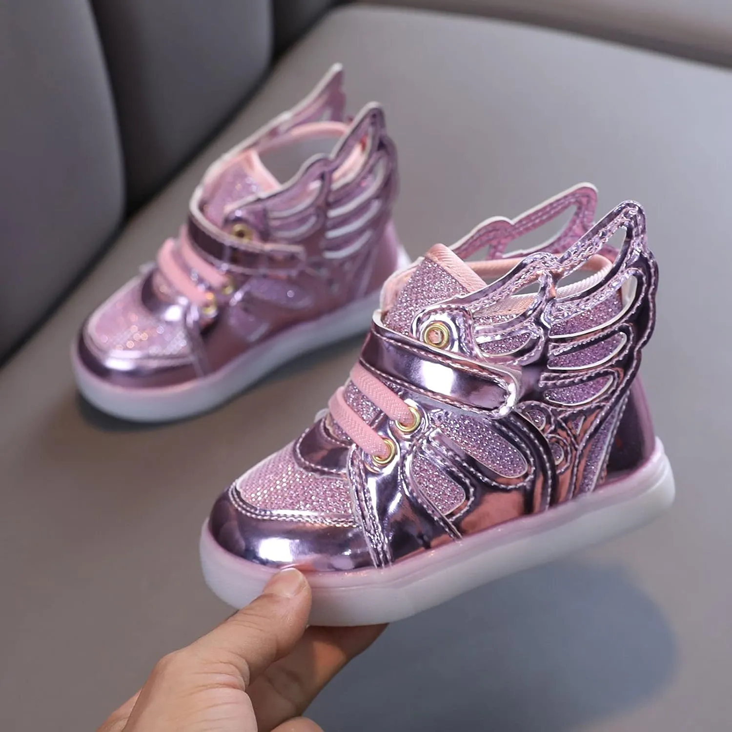 Toddler Glitter Light Up Sneaker Baby Boys Girls Open Toe Soft Sole Non Slip Led Sport Shoes Lightweight Cozy Shoes