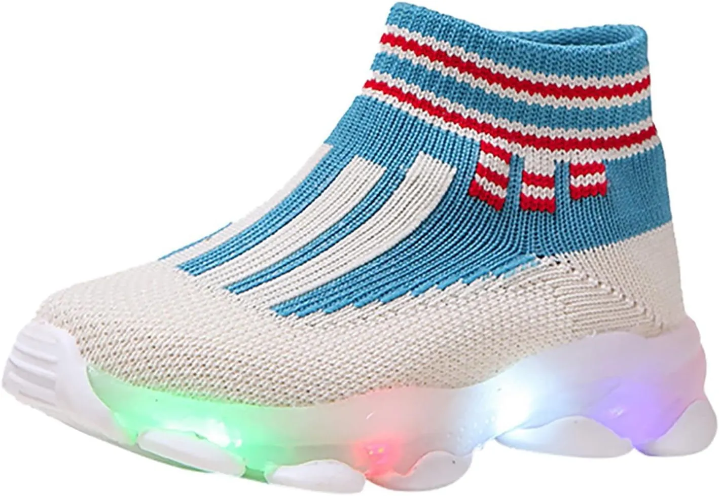 Toddler Mesh Light Up Shoes Lightweight Flashing Breathable Soft Sole Walking Sock Sneakers for Boys Girls Kids