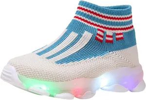 Toddler Mesh Light Up Shoes Lightweight Flashing Breathable Soft Sole Walking Sock Sneakers for Boys Girls Kids
