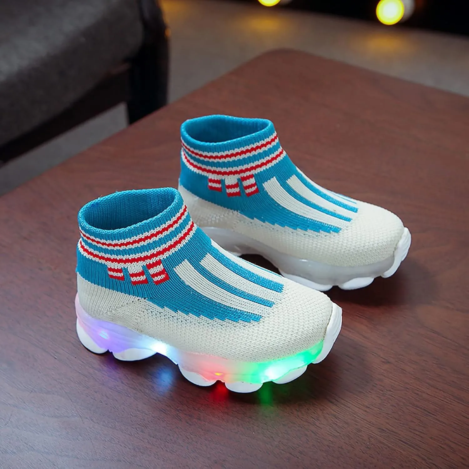 Toddler Mesh Light Up Shoes Lightweight Flashing Breathable Soft Sole Walking Sock Sneakers for Boys Girls Kids