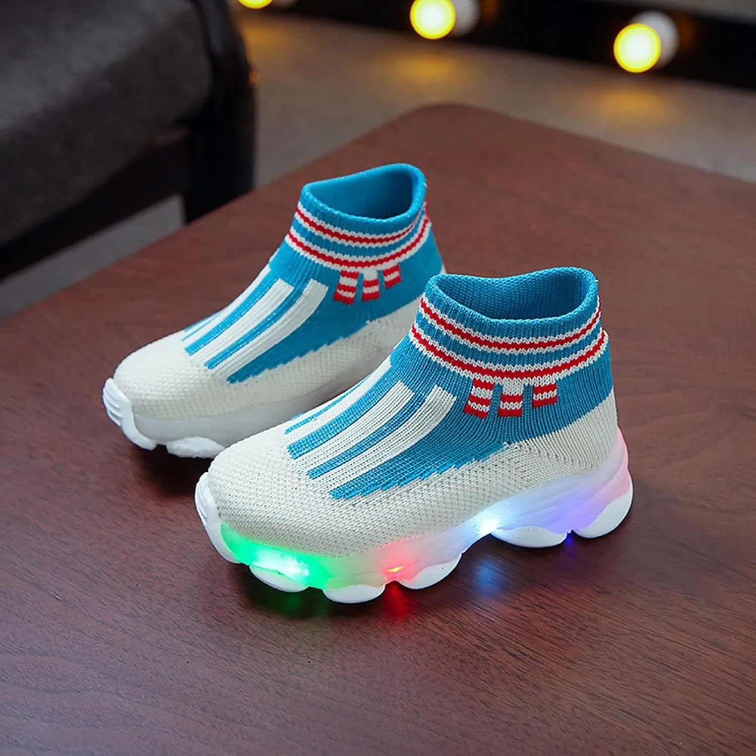 Toddler Mesh Light Up Shoes Lightweight Flashing Breathable Soft Sole Walking Sock Sneakers for Boys Girls Kids
