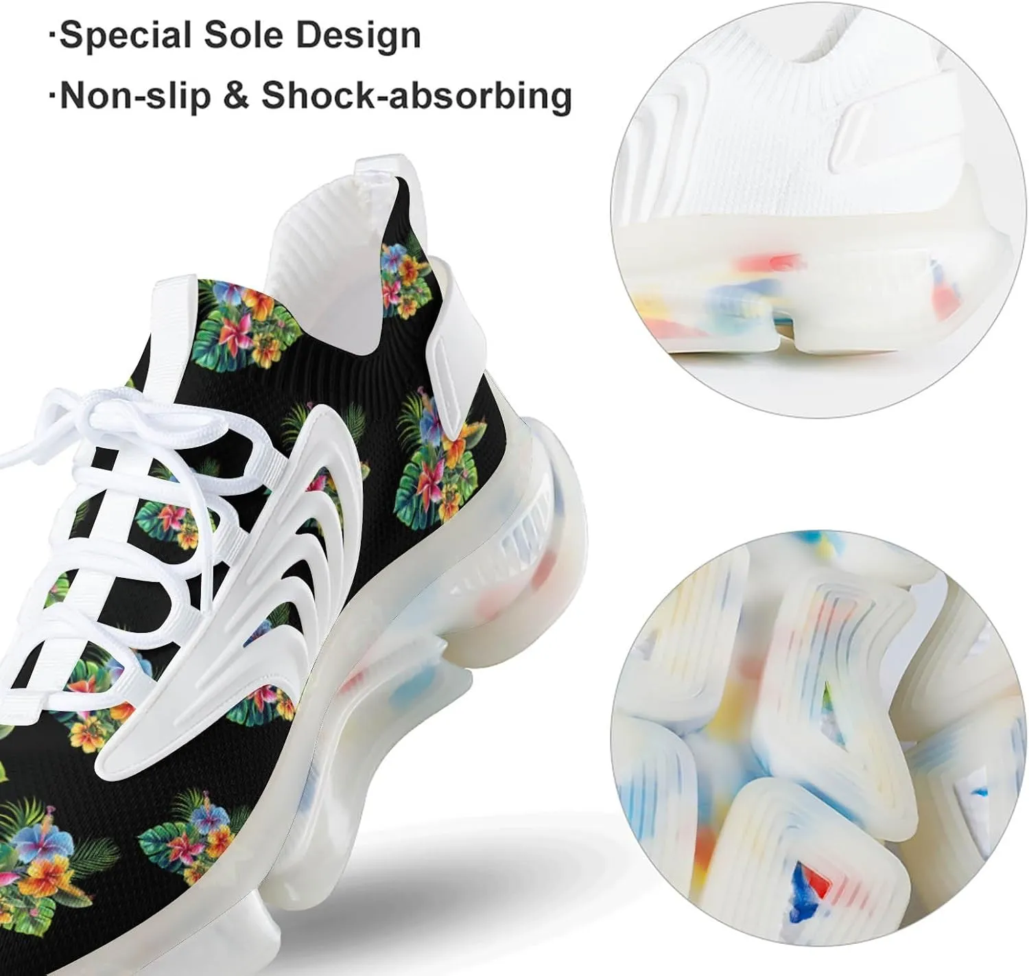 Tropical Flowers Men's Running Shoes Lightweight Walking Shoe Breathable Sneaker