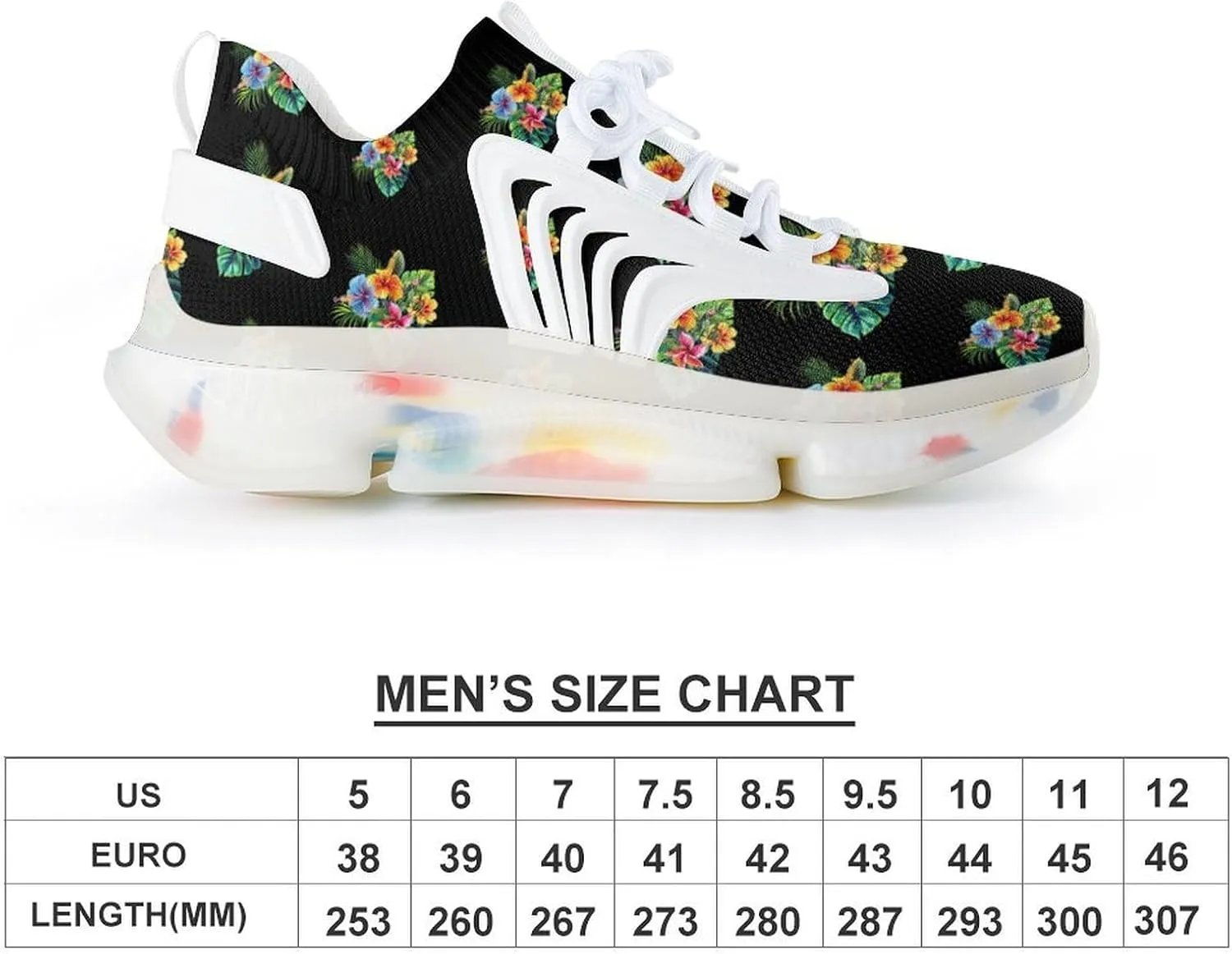 Tropical Flowers Men's Running Shoes Lightweight Walking Shoe Breathable Sneaker