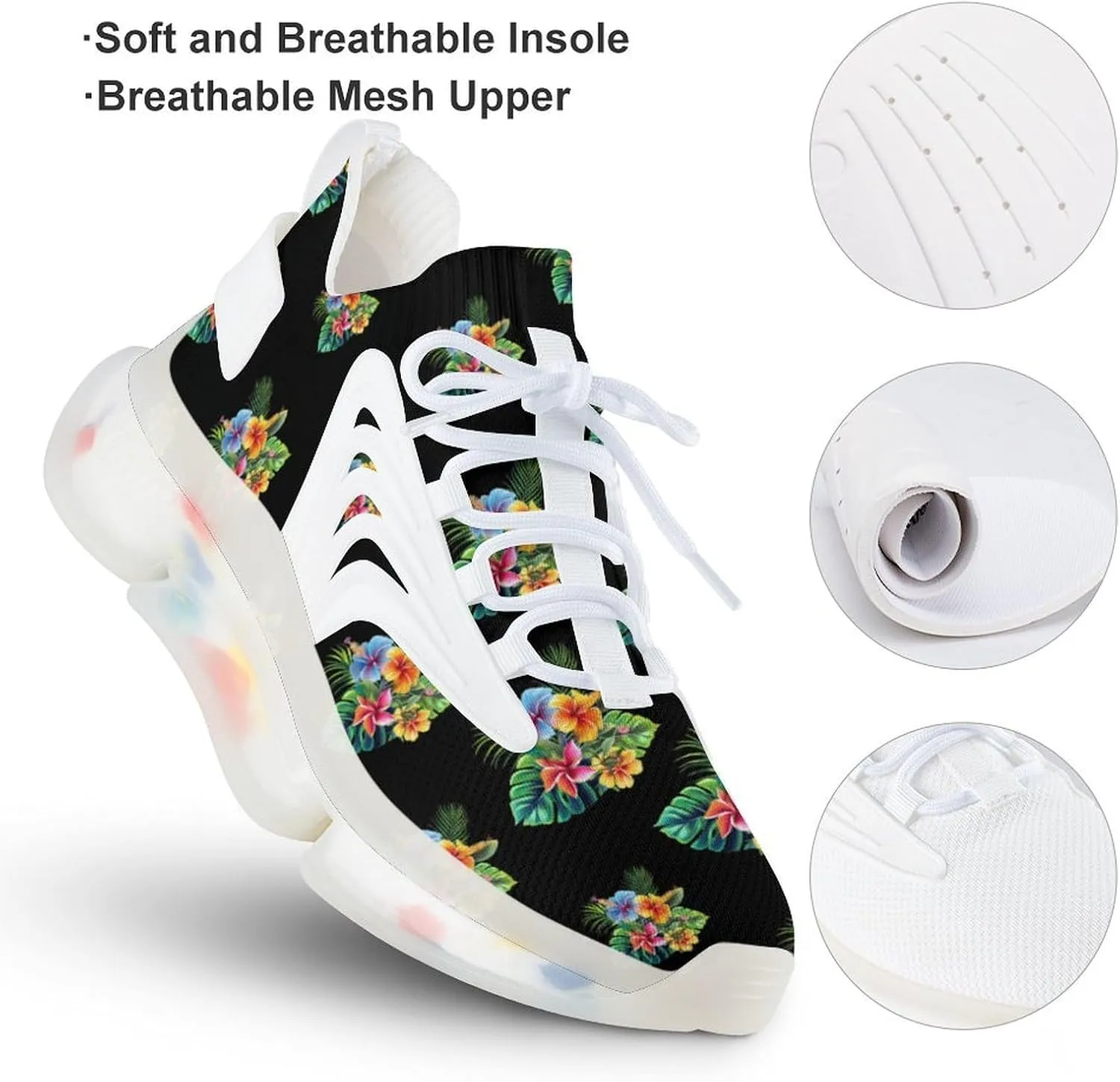 Tropical Flowers Men's Running Shoes Lightweight Walking Shoe Breathable Sneaker