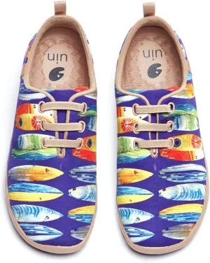 UIN Women's Slip Ons Canvas Lightweight Sneakers Walking Casual Loafers Comfortable Art Painted Travel Shoes Moguer
