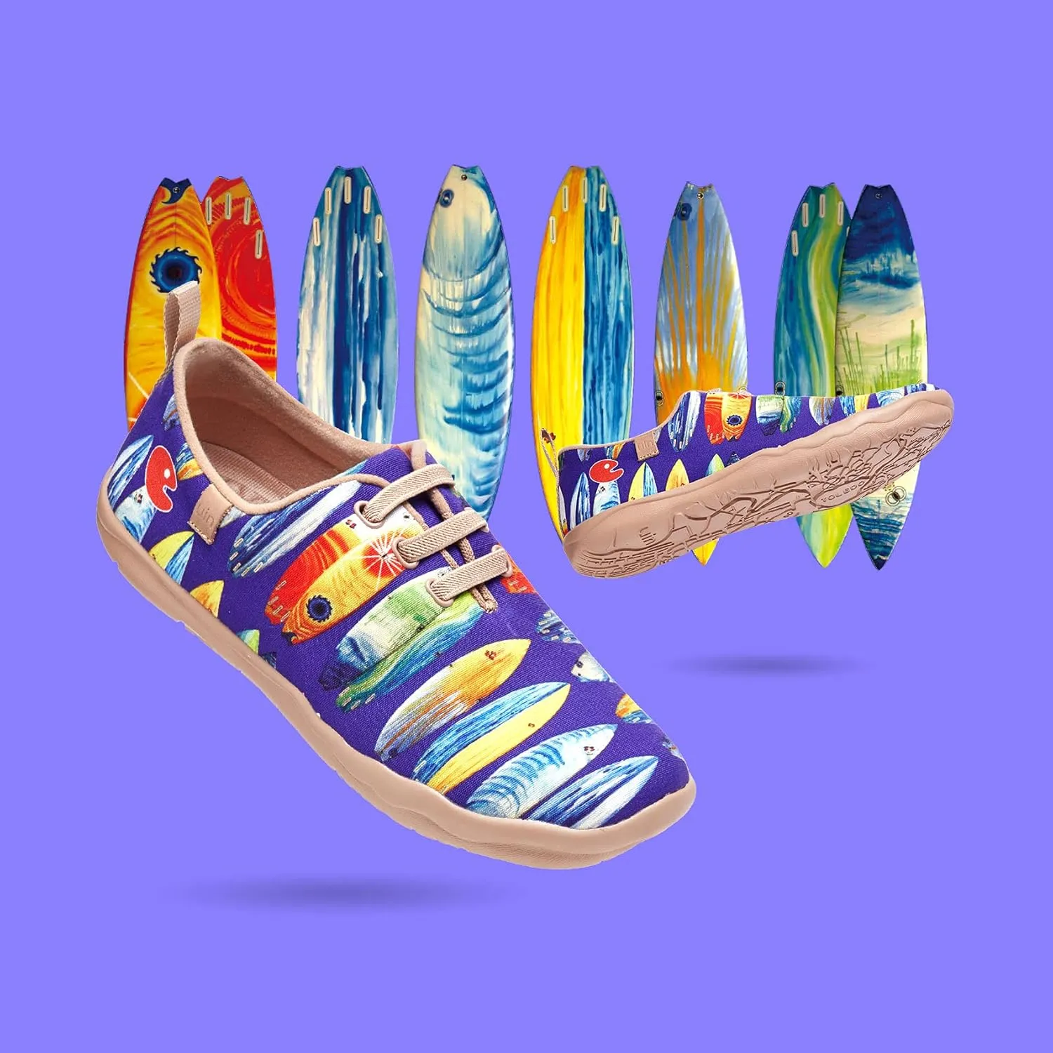 UIN Women's Slip Ons Canvas Lightweight Sneakers Walking Casual Loafers Comfortable Art Painted Travel Shoes Moguer