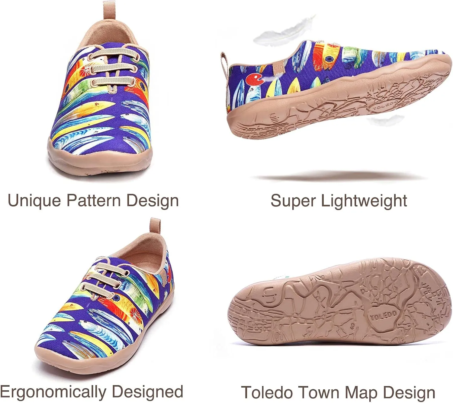 UIN Women's Slip Ons Canvas Lightweight Sneakers Walking Casual Loafers Comfortable Art Painted Travel Shoes Moguer