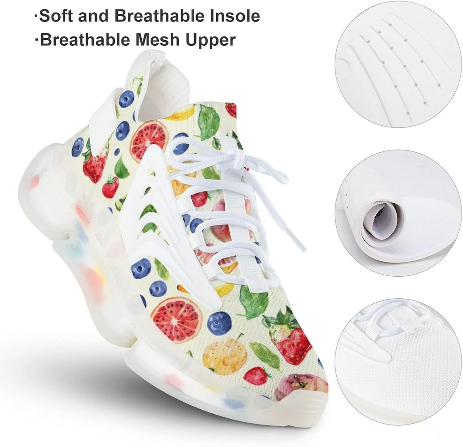 Watercolor Fruits Men's Running Shoes Lightweight Walking Shoe Breathable Sneaker
