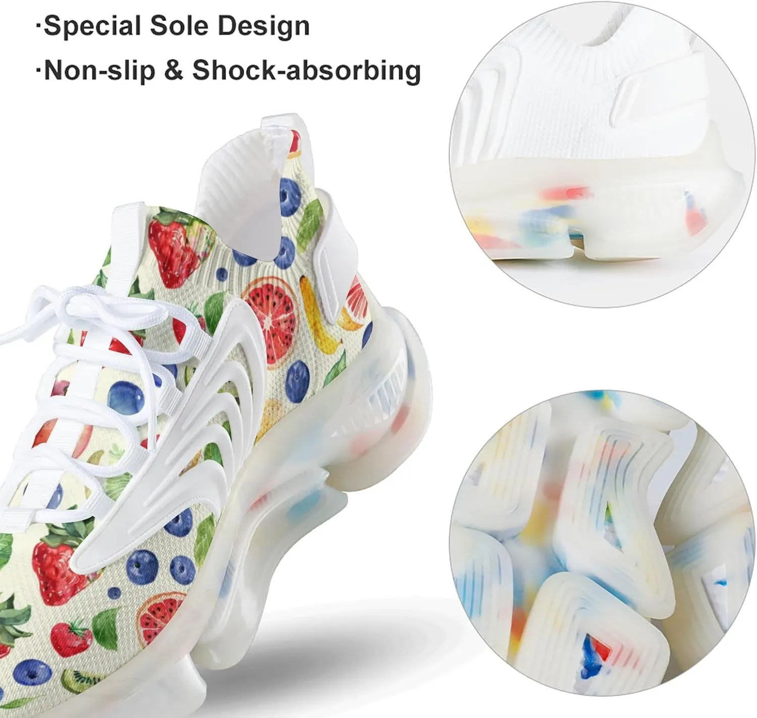 Watercolor Fruits Men's Running Shoes Lightweight Walking Shoe Breathable Sneaker