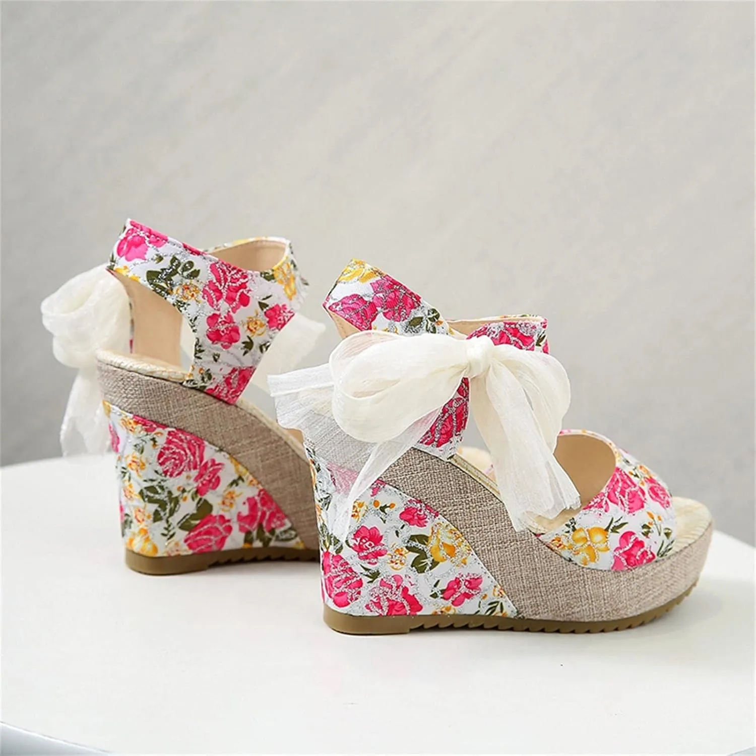 Wedge Sandal for Women Ankle Strap Flatform Arch Support Fish Mouth Toe Shoes Platform Espadrilles Breathable Comfort