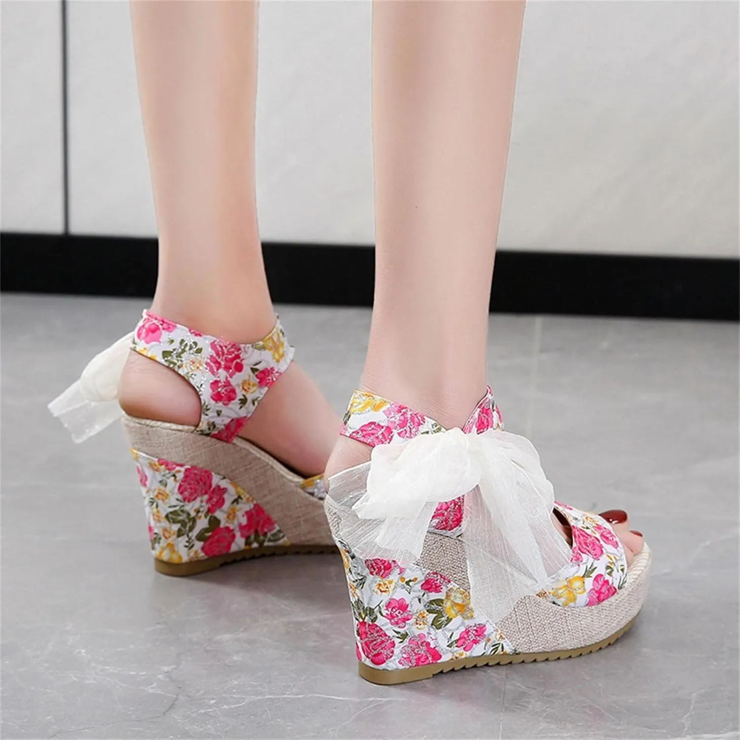 Wedge Sandal for Women Ankle Strap Flatform Arch Support Fish Mouth Toe Shoes Platform Espadrilles Breathable Comfort