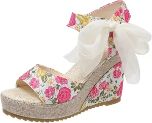 Wedge Sandal for Women Ankle Strap Flatform Arch Support Fish Mouth Toe Shoes Platform Espadrilles Breathable Comfort