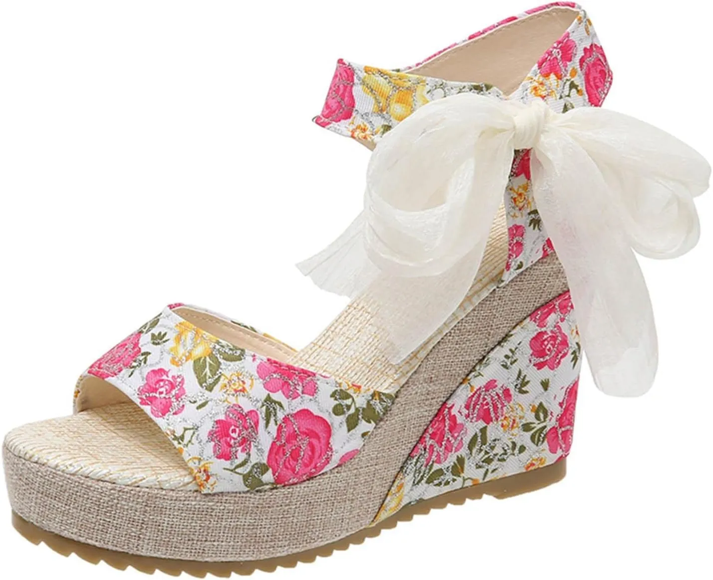 Wedge Sandal for Women Ankle Strap Flatform Arch Support Fish Mouth Toe Shoes Platform Espadrilles Breathable Comfort