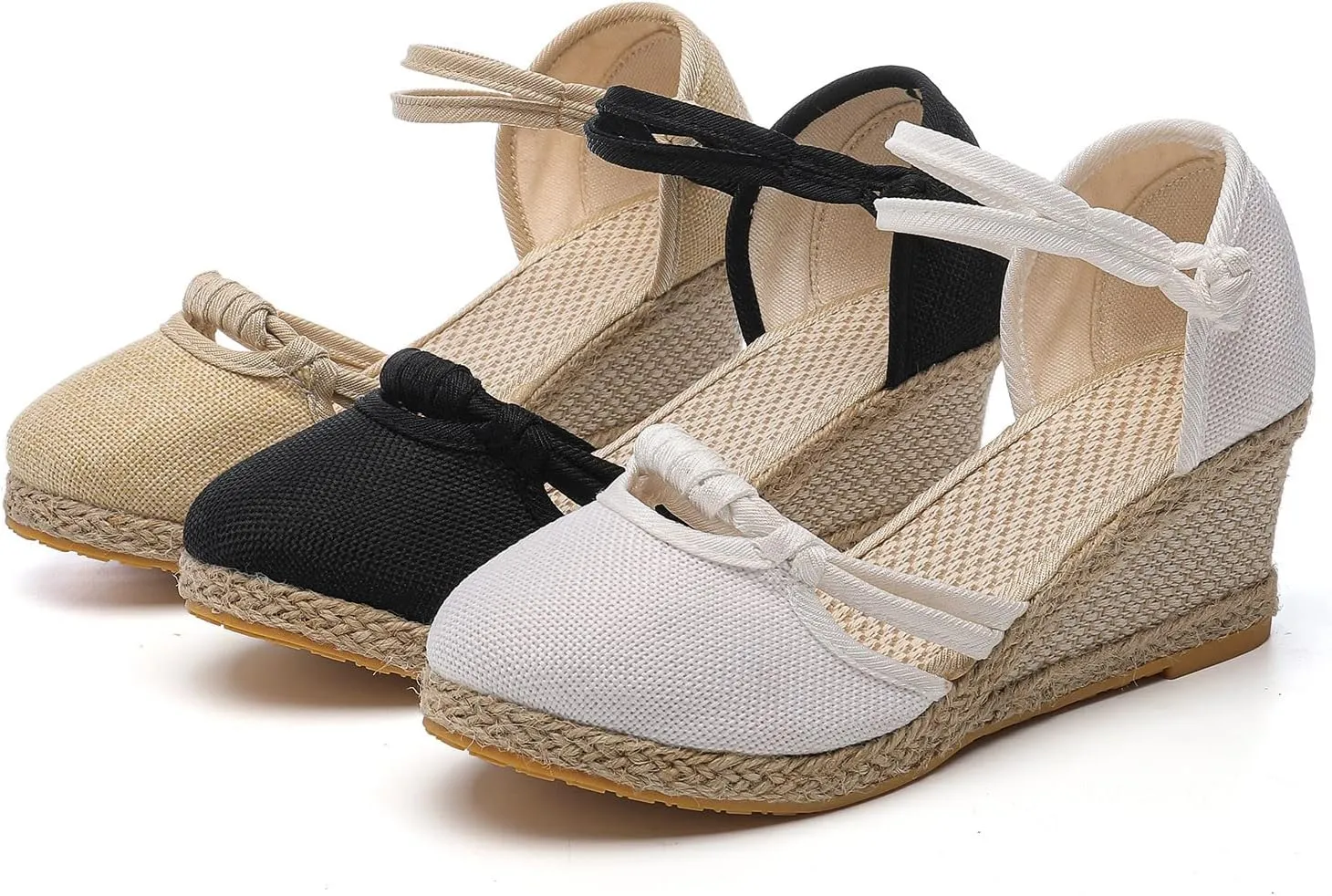 Wedge Sandals for Women Platform Espadrille Strappy Casual Heeled Sandal Comfortable with Closed Toe and Ankle Strap High Heel Wedges for Women Summer Shoes