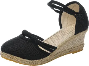 Wedge Sandals for Women Platform Espadrille Strappy Casual Heeled Sandal Comfortable with Closed Toe and Ankle Strap High Heel Wedges for Women Summer Shoes